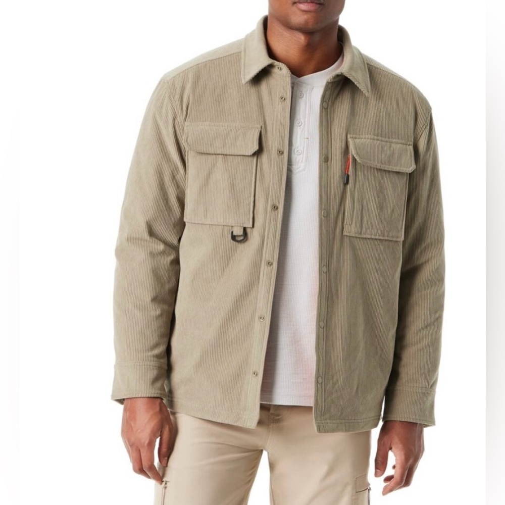 Bass Outdoor Olive & Orange Corduroy Shirt Jacket Fall Winter Outdoor Western